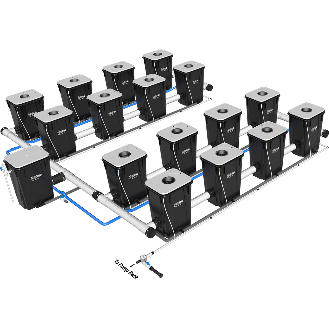 Under Current(R) Double Barrel Recirculating Deep Water Culture (RDWC) Hydroponic System, XL13 4-Row