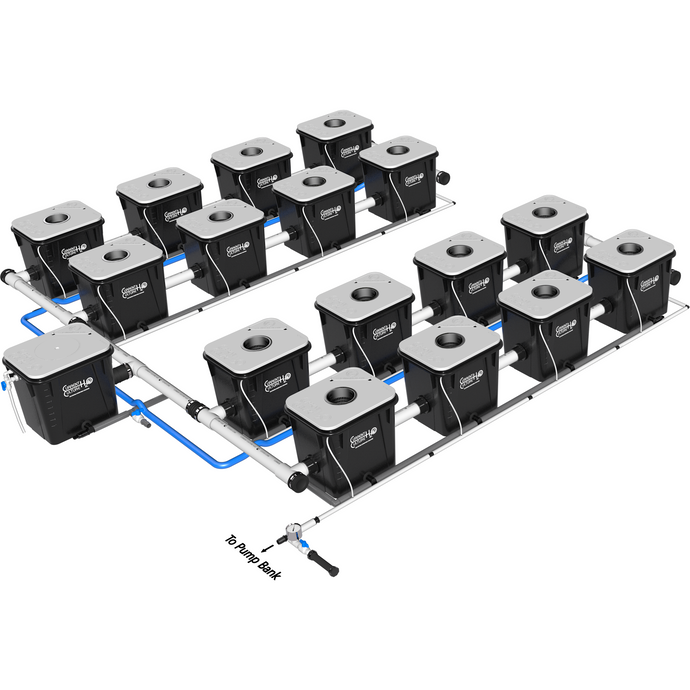 Under Current(R) Double Barrel Recirculating Deep Water Culture (RDWC) Hydroponic System, XL 4-Row